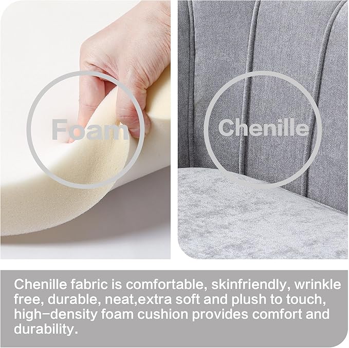 Chifee &amp Vingol Upholstered Small Loveseat for Small Space with Golden LegsLight Grey