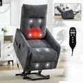 Small Power Lift Chair Recliner for Elderly Petite Power Recliner Chair with Massage and Heat | USB | High Back | Push Button | Side Pockets Liviing Room Easy Assembly (Chenille Dark Grey)