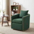 Christopher Knight Home Arlo 360° Swivel Accent Chair for Living Room Bouclé Upholstered Rotating Lounge Chair Indoor Barrel Swivel Chair with Iron Frame Curved Armrest and Padded Seat Green