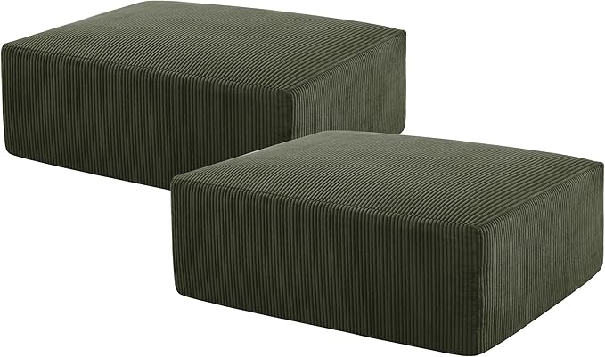 Sectional Sleeper Sofa Couches for Living Room-113'' 3 Seat U-Shaped Lounge Couch-No Assembly Required Modular Corduroy Convertible Full Sponge Compression Sofas for House Big Space(Green)