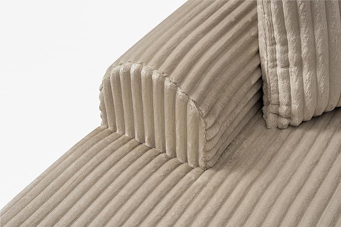 109-Inch L-Shaped Left Facing Boneless Corner Sofa 2 PCS Modular Sectional Cloud Sofa Couch with Chaise Lounge and Toss Pillow Corduroy Boneless L-Shaped Couches
