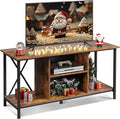 WLIVE Industrial TV Stand for up to 45 inch TV Heavy-Duty Metal Frame Entertainment Center Compact Media Console with Adjustable Shelf &amp Cable Management for Small Spaces Living Room Rustic Br
