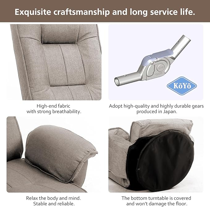 FLOGUOR 360 Degree Swivle Adjustable Floor Chair Chaise Lounge Indoor Folding Lazy Sofa with Armrests and Side Pocket Adults Gaming Chairs for Living Room Bedroom Factory Price 201 (BE)