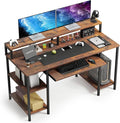 VERMESS 48Inch Computer Desk Home Office Desks with Keyboard Tray Gaming Desk with CPU Stand ShelfIndustrial Study Table Wide Writing Desk with Storage Shelves for 2 Monitors Rustic Brown