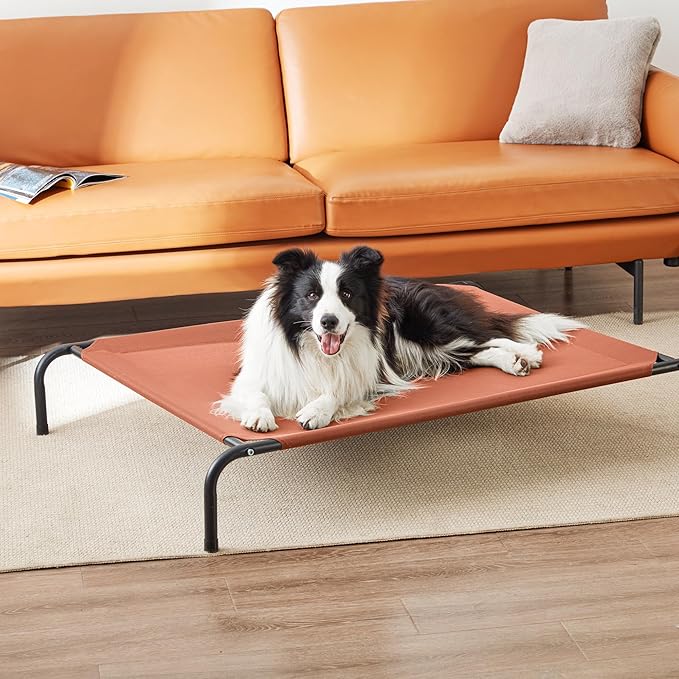 Love's cabin Elevated Cooling Dog Bed for Large Dogs Portable Indoor &amp Outdoor Raised Pet Dog Cat Cot Durable Summer Frame with Breathable Mesh Terracotta 48 inches