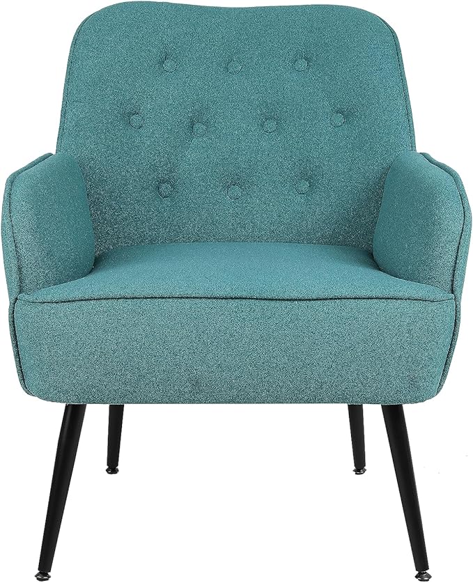 Modern Mid Century Chair Linen Sherpa Armchair for Living Room Bedroom Office Easy Assemble(Green) TW965
