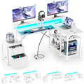 Office Desk L Shape with File Drawers&ampPower OutletYOUNGAR 69.3 Inch Reversible L Shaped Computer DesksCorner L Shape or Long Desk Set up Monitor Stand &ampStorage Shelves LED Lights&ampCPU Sta
