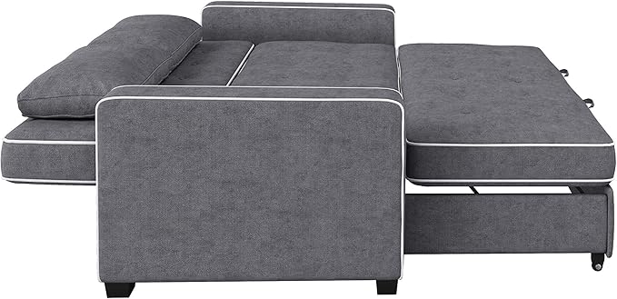 Serta Ainsley 66.5 Convertible Sleeper Loveseat Full Size Dreamcoil Comfort Soft Woven Fabric Charcoal