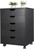 Nouva 5-Drawer File Cabinet - Vertical Mobile Filing Cabinet w/WheelsUnder Beside Desk Chest Storage Printer Stand for Home OfficeBlack
