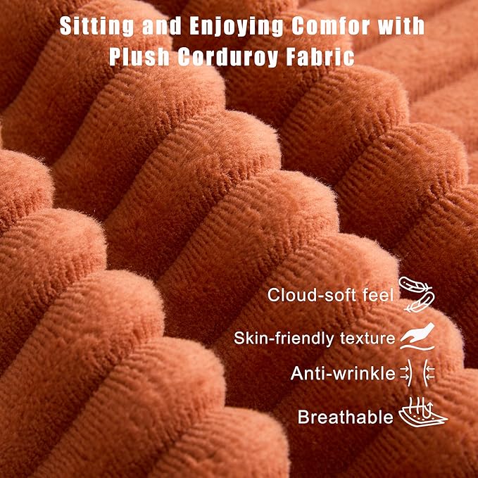 111 Inch Sleeper Sofa Bed | Convertible Cloud Sectional Couches for Living Room | L-Shaped Couch with Cup Holder Side Pocket 8 Pillpws | Orange