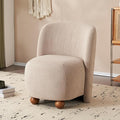 Modern Low Back Accent Chair Upholstered Armless Living Room Chairs Round Pine Wood Feet for Small Living Spaces Living Room Bedroom Balcony Office Reading Nook Khaki