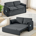 63 Velvet 3 in 1 Convertible Sleeper Sofa Bed Pull Out Couch Bed Loveseat with Adjustable Backrest Chaise Lounge USB Port &amp Side Pocket Modern Sofa for Living Room Small Spaces Dark Gray