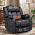 VIVIJASON 360° Swivel Rocker Recliner Chair for Adults Overstuffed Manual Glider Rocker Recliner with Heat &amp Vibration 2 Cup Holders Side Pockets &amp USB Ports for Living Room Plush Gray
