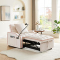 Convertible sleeper sofa chair bed 3 in 1 Tufted Velvet Pull Out Sleeper Chair with Adjustable Backrest &amp Phone Holder Modern Single Sofa Chair for Living Room Small Spaces Apartment Beige