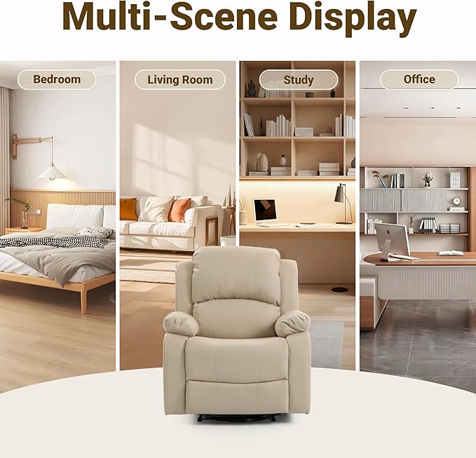 Manual Recliner Chair Lazy Boy Leather Recliner Perfect for Lounging in the Living Room Home Theater and Bedroom an Excellent Gift for Home Beige