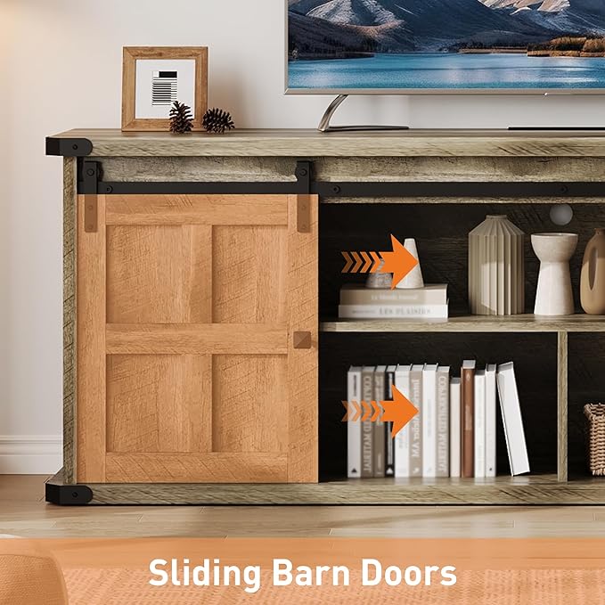 GAOMON 70 Farmhouse TV Stand for 80/75/70 Inch TVsEntertainment Center Storage Cabinets w/Power Outlets and Sliding Barn DoorRustic TV Stands for Living RoomMedia Console Cabinet