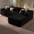 106 Cloud Sectional Couch with Chaise LoungeL Shaped Modular Modern SofaComfy Corduroy Fluffy Sofa with Deep SeatNo Assembly Required Couch for Living Room(RightStripe CorduroyBlack)