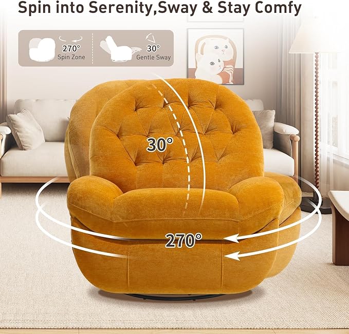 EONIX Stylish Power Swivel Rocker Recliner Chair for Living Room Rocking All Positions Dual Motor Independently Controlled Backrest and Headrest SXXY005021 Orange