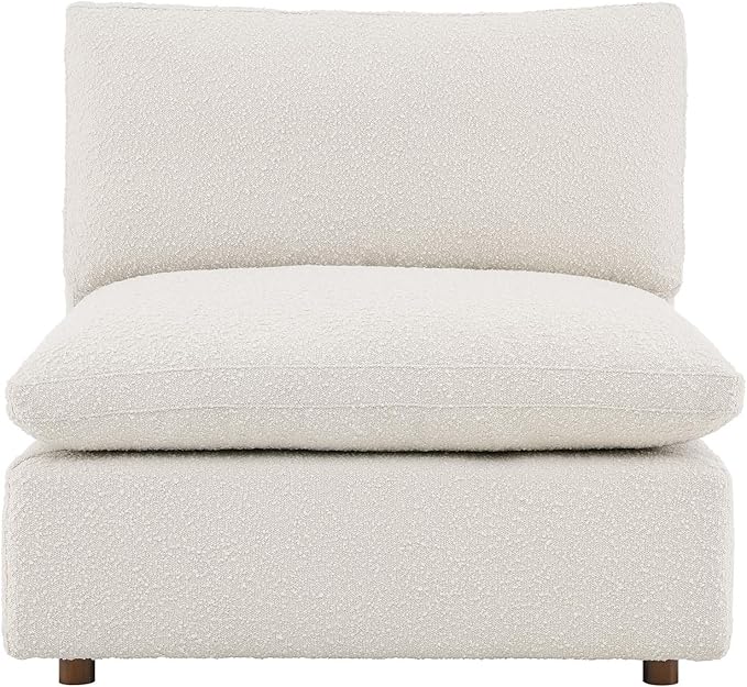 Modway Modular Sofa Commix Down-Filled Overstuffed Boucle Sectional Sofa Armless Chair in Ivory