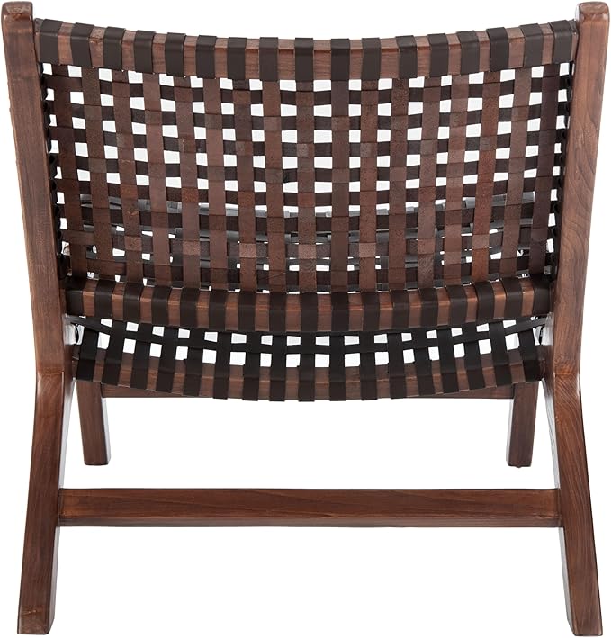 Safavieh Home Luna Natural and White Leather Woven Accent Chair