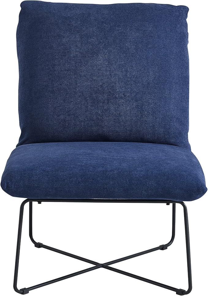 Classic Brands Eternity Upholstered Armless Accent Chair Blue| Mid-Century Modern | Ergonomic