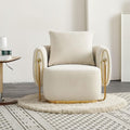 35.83'' W Luxury Modern Single ChairAccent ChairArm Chair for Living RoomBedroomWaiting RoomStainless Steel e and Base in Gold ColorUpholstered Soft Velvet Beige Color