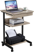 Topeakmart Gray Art Deco Desk Rolling Computer Desk Cart with Drawer Small Space Solution for Writing Laptop PC 22 x 20.1 x 31.5 inches