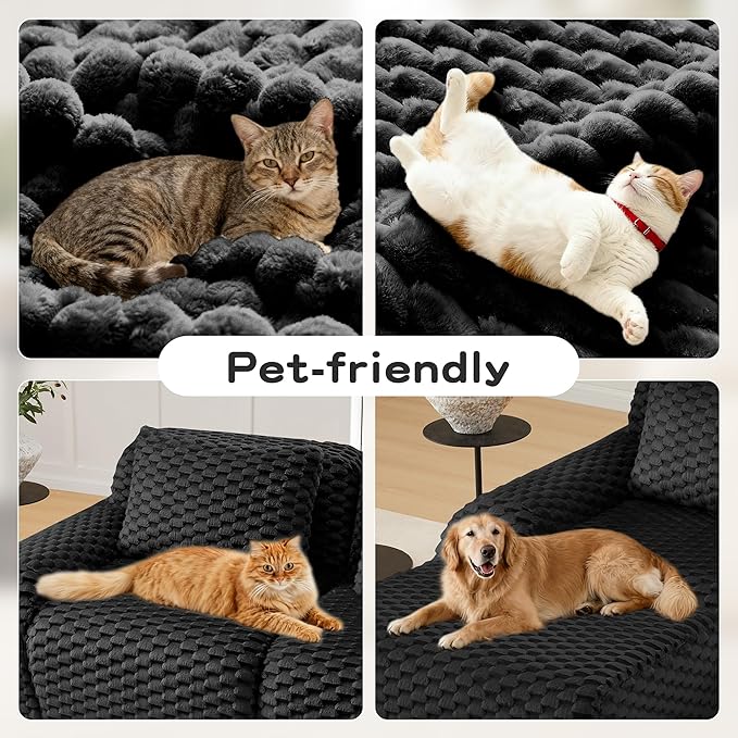 114 Modern U-Shaped Modular Sectional Sofa for Living RoomFlannelette Fabric Boneless SofaOversized 3-Seater Couch with Movable OttomanBuckle ConnectionAnti-Slip DesignNo Assembly