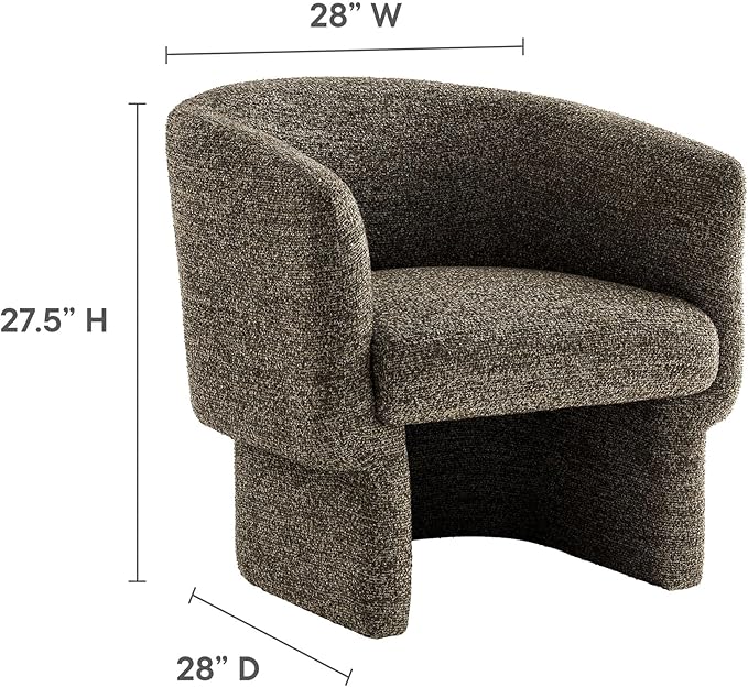 Modway Muse Comfy Barrel Accent Chair in Antique Boucle Fabric Cozy Round Reading Armchair – Upholstered Living Room Chair with Curved Back