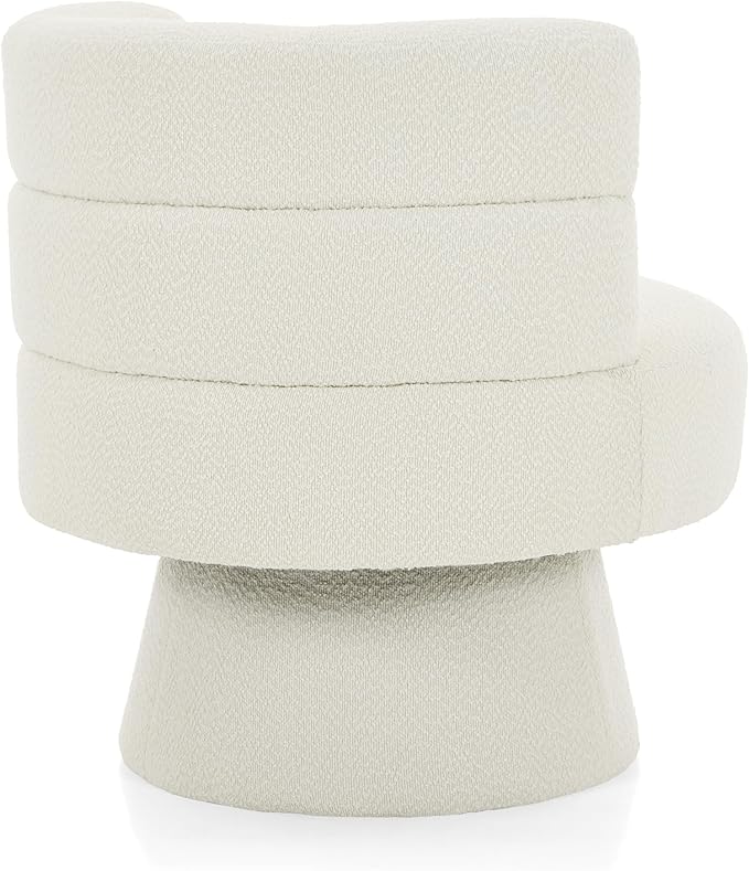 Merax Boucle Swivel Chair 360° Rotating Modern Accent Chair with Ergonomic Support for Living Room Bedroom Home Office Cream White