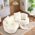 DYHOME Curved Loveseat Cloud Couch 79 White Modern Curved Couch Sofa for Living Room Chenille Cloud Sectional Sofa with 2 Pillows for Small Spaces Wide Armrest &amp Memory Foam No Assembly Requi