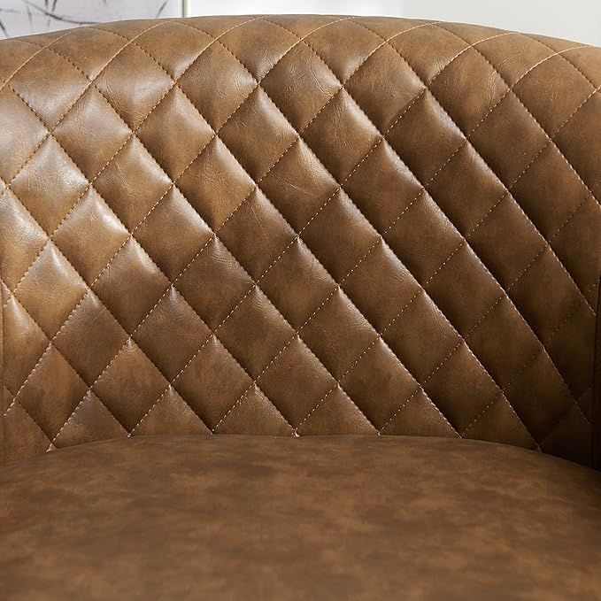 KINWELL 29 Wide Tufted Faux Leather Swivel Barrel Chair Set of 2 PU Leather Modern Upholstered Accent Chairs with Nailhead Trim Small Armchair for Living Room Bedroom Coffee