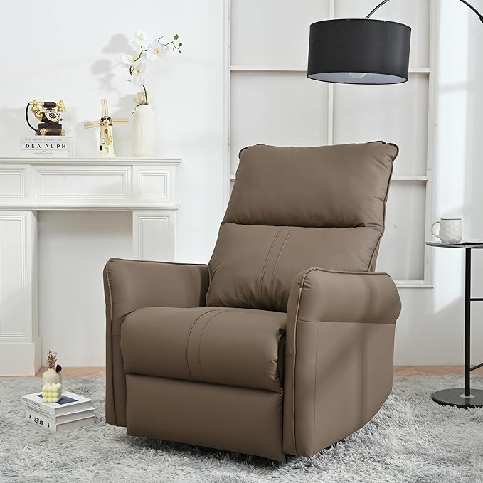 Ball &amp Cast Power Recliner Chair with USB and Type-c Ports270° Swivel Rocker Recliner Sofa W/Padded BackrestInfinite Position Power Lift Chairfor Living RoomBedroomHome TheatersBrown