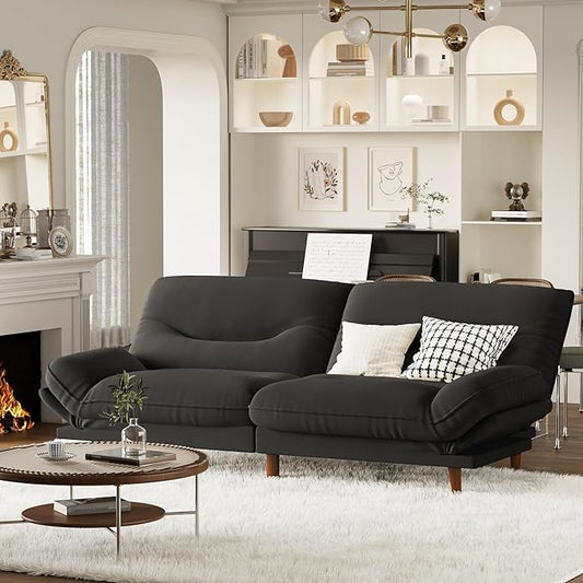 Homall Futon Sofa Bed Modern Loveseat Futon Couch with Adjustable Backrest and Armrests Sleeper Sofa Bed with Wood Frame for Living Room Office Apartment (Fabric Black)