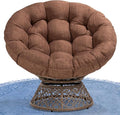 Bme 40 Ergonomic Wicker Papasan Chair with Soft Thick Density Fabric Cushion High Capacity Steel Frame 360 Degree Swivel for Living Bedroom Reading Room Lounge Cinnamon Mocha - Brown Base