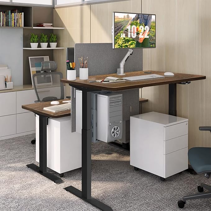 COSTWAY 48 x 30 Universal Table Top Solid One-Piece Wood Desktop for Standard &amp Height Adjustable Desk Frame Rectangular DIY Home Office Countertop(Table Top only) (Walnut 48 x 30)