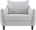 Furniture of America Algar Modern Chenille Arm Chair with Sloped Armrest Back Pillows and Round Tapered Legs Wooden Comfortable Couch Home Sofa for Living Room Oeko TEX Certified Light Grey