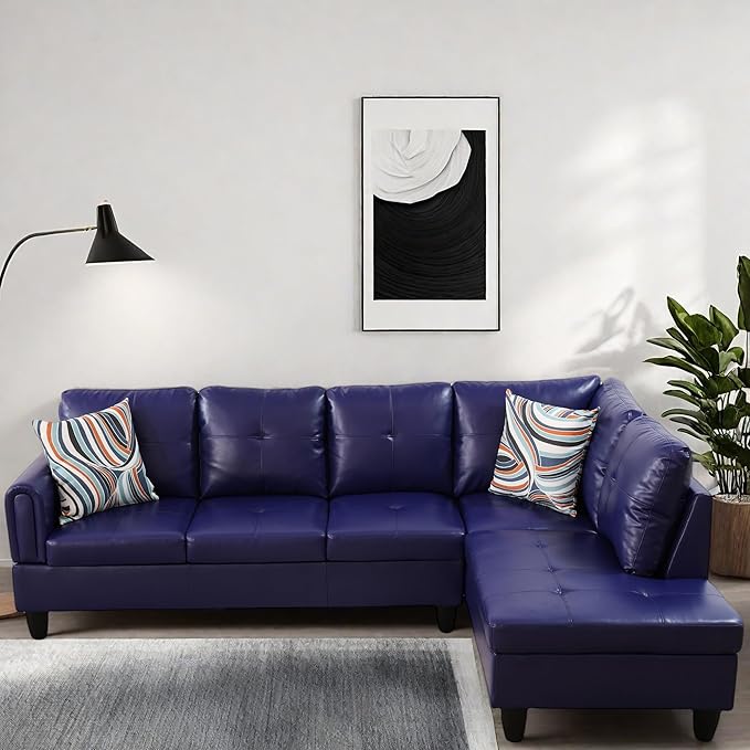 L Shaped Couch Modular Sectional Sofa with Chaise Modern Modular Sofas Furniture Sofa Couches for Living Room/Apartment/Office/Bedroom Dark Blue Violet
