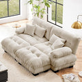 KEIKI 94 Sectional Sofa with Removable Ottomans 4 Seat U Shaped Sleeper Cloud Couch Set Comfy Chenille Upholstered Chaise Lounge for Apartment Living Room Throw Pillows Light Coffee