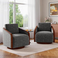 UIXE Swivel Accent Chairs Set of 2 Chenille Barrel Club Chair Upholstered Armchair for Living Room Contemporary Arm Chair Bedroom Reading Seat Nook Single Sofa with Back Pillow - Dark Gray