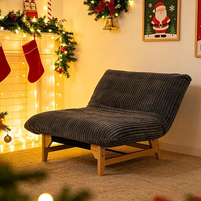 Living Room Chairs Comfy Accent Reading Chair Giant Bean Bag Cloud Chair with Frame for Adults Oversized Beanbag Lounge Sofa for Bedroom (Dark Gray)