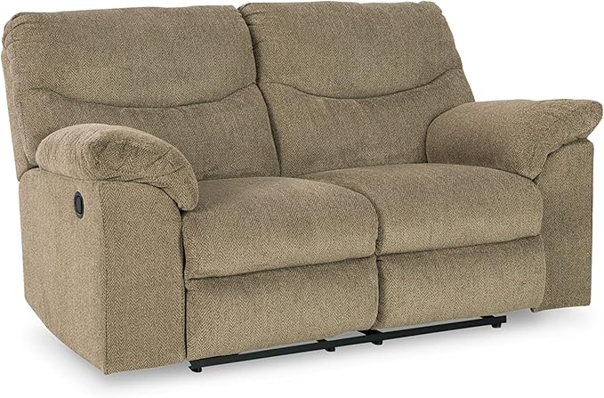 Signature Design by Ashley Alphons Transitional Tufted Reclining Loveseat Light Brown