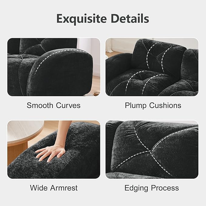 110-Inch Cloud Sectional Couches U-Shaped 5 Seat Boneless Modular Sofa with Ottomans Velvet Tufted Upholstered Boneless Couch Floor Full Foam Sofas for Living Room