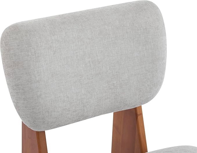 Set of Two Accent Chairs Chairs Living Room Set of 2 - Comfortable Accent Chair with Soft Upholstery Armless Chair with Wood Base for Small Spaces Living Room Bedroom (Grey+Walnut)