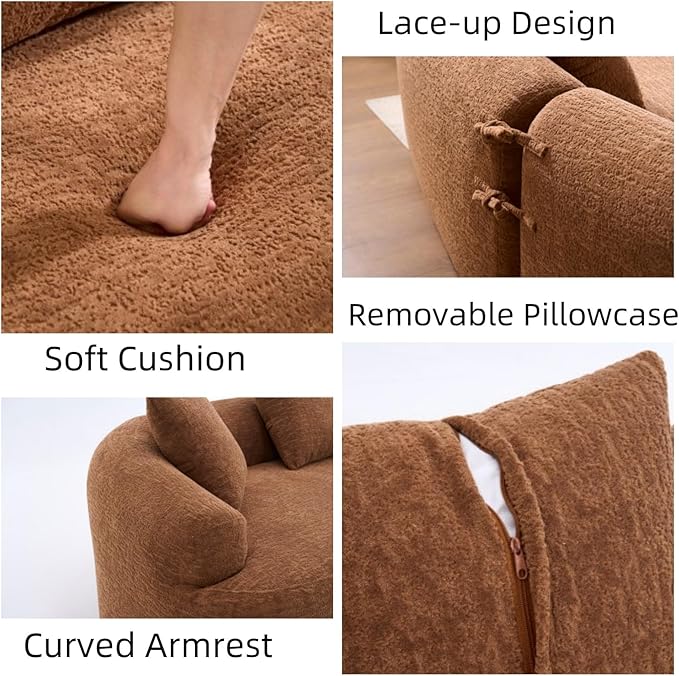 110 Curved Sectional Sofa with 4 SeaterCurved Sofa for Living RoomModern Sectional Couch Boneless SofaWood Grain Chenille Fabric No Installation Requirement