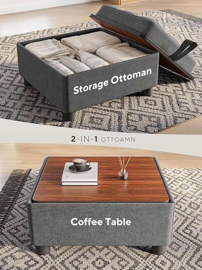Convertible Sleeper Chair 3 in 1 Pull Out Sofa Bed | Single Sofa Bed with Storage Ottoman and Adjustable Backrest | Reading Chair with Foldable Table &amp USB Port Grey