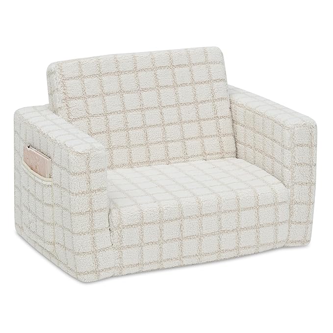 Delta Children Checkered Cozee Flip-Out Chair Cream