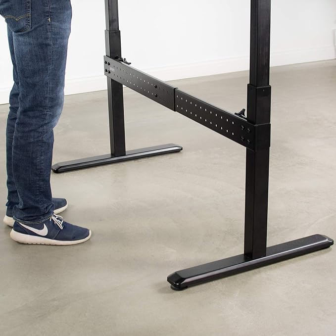 VIVO Black Universal Steel Clamp-on Desk Stabilizer Bar for Sturdy Reinforced Workstation 36 to 61.6 inch Bracket Support System for Sit to Stand Desk Frames Expandable Width Adjustment DESK-STB01B