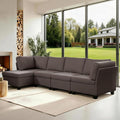 L Shaped Sofa Modern Sofa Modular sectional Cloud Couch with 1 Ottomans 5-seat Chenille deep-seat with Storage and 6 Pillows for Living Rooms bedrooms and Apartments (Coffee)