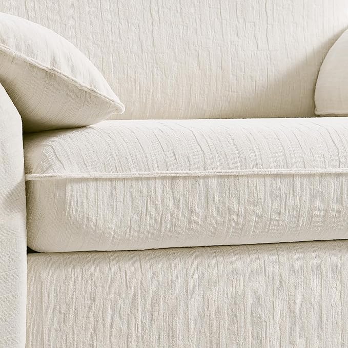 ONBRILL Oversized Accent Chair 41 Inch Chenille Fabric Armchair Comfy Single Sofa Chair with Padded Arms Pocket Spring Cushion Modern Reading Chair for Living Room Bedroom Beige